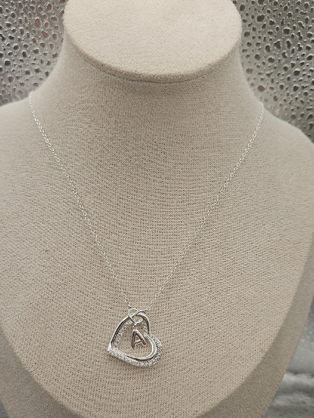 Silver Heart Pendant Necklace with Initial A - Women's Jewelry - Picture 3 of 6